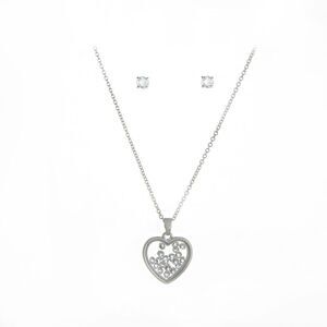 The Skyline Collection April Birthstone Faux Diamond Heart Jewelry Set